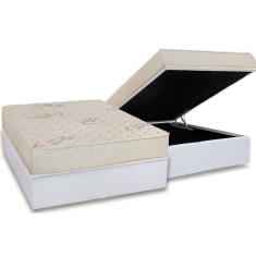 Conjunto Box Baú Casal: Colchão Espuma Luckspuma D45 Gran Luck Pró Saúde + Base CRC Courano White (138x188)
