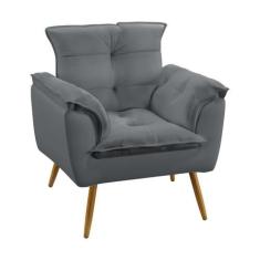 Poltrona Decorativa Opala Suede Cinza Aradecor