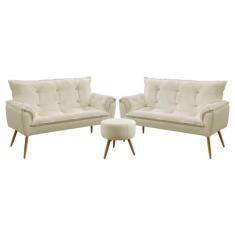 Kit 2 Namoradeiras Opala com Puff Solar Sued Aradecor, Bege, ÚNICO