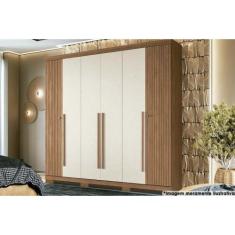 Guarda Roupa 6 Portas e 4 Gavetas c/ Pés Buriti jatoba/Areia - Santos 