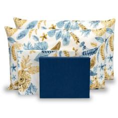 Jogo De Cama 4 Peças Super King Lençol 180 Fios c/ Elástico Percal Est