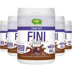 Kit 5 Shake Diet com Colágeno Fini Belt Unilife 400g Chocolate