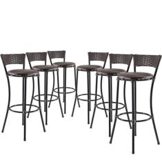 Kit 6 Banquetas Alta Forts Fibra Proteção UV Bancada, Área Gourmet, Ba