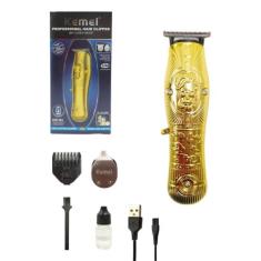 Maquina de Cortar Cabelo Profissional 2 Em 1 Dourado Sem fio Kemei KM-
