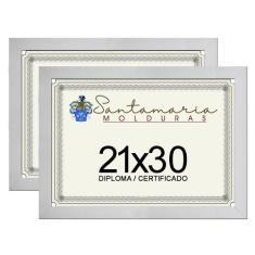 Kit 2 Molduras Porta Diploma Certificado A4 21x30 Branco - Santamaria 