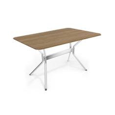 Mesa p/ Cozinha Loire Aço c/ Tampo Madeirado 136x90cm Cromada/Nogueira - Kappesberg