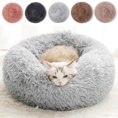 Generic - Camas para Gatos e Cães Internos - Cama de Gato Lavável 20/61.0 cm, Anti-Ansiedade, Redonda, Fofa, Pelúcia Sintética, Fundo Grosso