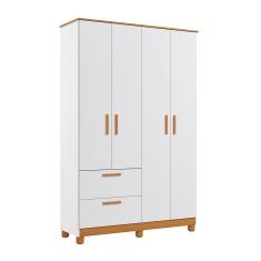 Guarda-Roupa Infantil Jujuba 4 pt 2 gv Branco e Nature