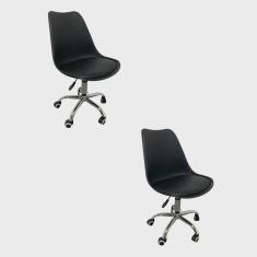 Kit 2 Cadeiras Escritório Secretaria Decorativa Eames Chicago