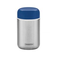 Pote Térmico Tramontina Aço Inox Com Tampa Azul 8,8 Cm 400Ml
