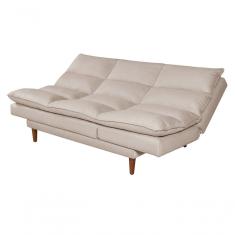 Sofá Cama Vancouver 3 Lugares Império Reclinável Casal Pés Madeira Suede Areia 376