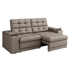 Sofá Retrátil e Reclinável 3 Lugares 2,05m Maldivas Besthouse Capuccino