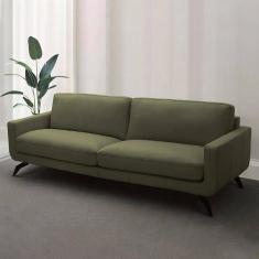 Sofá Decorativo Thalia 3 Lugares Sala De Estar 210cm Pés Em Aço Couro Fendi G88 - Gran Belo