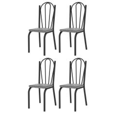 Kit 4 Cadeiras 121 Europa Preto/platina - Artefamol