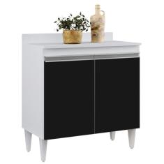 Balcão Gabinete 80cm 2 Portas Hawai Branco/preto - Lumil Móveis