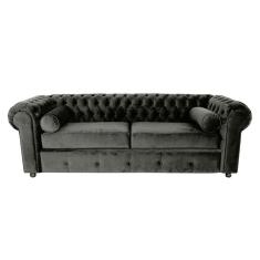 Sofá Chesterfield 03 Lugares 2.30 Cm Cor Cinza New Velu 012 Jr