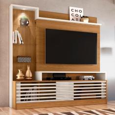 Estante Home Theater Madetec Frizz Prime Para Tv Até 55 Polegadas Naturale Com Off White