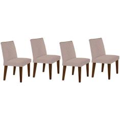 Cadeira Sala De Jantar Jade Madeira Kit 4 Un Capuccino - Veludo Creme - Rufato