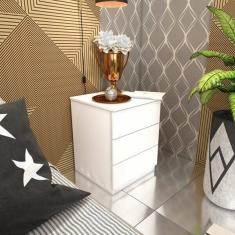 Mesa De Cabeceira 3 Gavetas 45cm Berlim   Branco