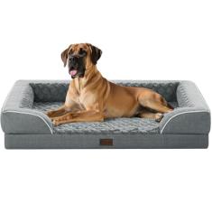 Casa Paw Cama de espuma viscoelástica XXL com reforços, camas refrescantes para cães extra grandes, sofá-cama ortopédica impermeável para cães com capa lavável removível e parte inferior