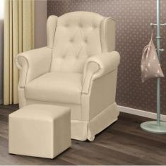 Poltrona de Amamentação Letícia e Puff Phoenix Baby, Corino Bege