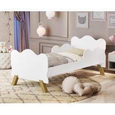 Mini Cama Angel em MDF com pés de madeira Retro Infantil estilo Nuvem 