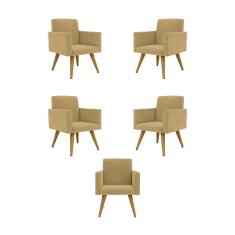 Kit 5 Poltronas Nina Decorativa Escritório Recepção Suede Café Apoio para os Braços Balaqui Decor