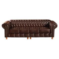 Sofá Chesterfield Luis XV 4 Lugares Modulado Molas Ensacadas Colonial 