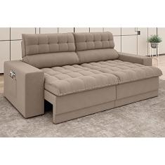 Sofá Omega 2,50m Assento Retrátil e Reclinável Velosuede Capuccino - Netsofas