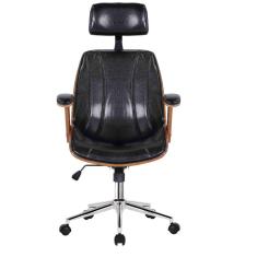 Cadeira Escritório Giratória Kopenhagen Presidente Fratini Móveis Preto/Amadeirado