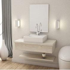 Bancada para Banheiro 80cm com Cuba Q39 e Prateleira 805w Metrópole Compace Snow