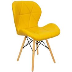 Cadeira Charles Eames Eiffel Slim Wood Estofada - Mostarda - Magazine