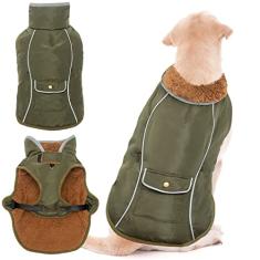 Casaco de inverno para cães – Roupas de lã para cães para chuva, neve, vento, clima frio, refletivo, ajustável, à prova d'água, à prova de vento, colete para cães pequenos, médios e grandes, interior e exterior