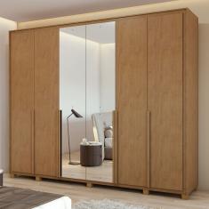 Guarda-Roupa Casal Imperatore 6 Portas 6 Gavetas 100% Mdf com Espelho 81668.285 Amêndoa Clean - Móveis Lopas