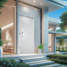 Porta Lambri Pivotante de Aluminio 228x115cm com Puxador Oval Branco