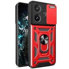 Capa CSmall para Xiaomi Redmi Note 13 Pro+ 5G com capa deslizante para câmera, capa protetora resistente à prova de choque de grau militar com suporte de anel para Redmi Note 13 Pro Plus 5G SJ