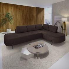 Sofá de Canto Luna Orgânico 265 cm Para Sala de Estar Marrom