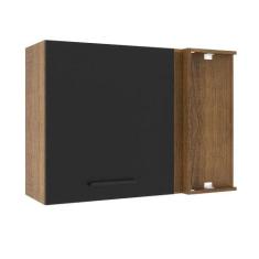 Armário de Cozinha Aéreo de Canto 1 Porta Rustic/Preto Agata Madesa, R