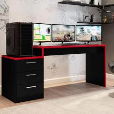 Mesa Gamer Escrivaninha 3 Gavetas DRX5000 - Móveis Leão