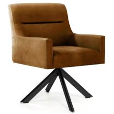 Poltrona Decorativa Giratória Base Eiffel Preto Angel B-262 Veludo Lar