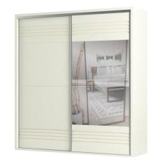 Guarda Roupa Casal com Espelho 223cm 2 Portas 100% MDF TW602E Off Whit