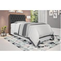 Cabeceira box Solteiro 0,88 Isis Chocolate com Capitonê Preto - Framar