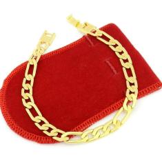 Pulseira Masculina 22Cm 7Mm Largura Folheado Ouro Pl446