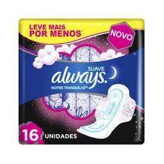 Absorvente Always Noites Tranquilas Suave Com Abas 16 Unidades