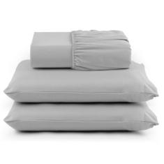 Jogo de cama com barra queen 3pçs  400 fios - Paulo Cesar, Cinza