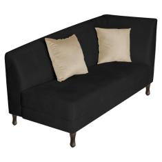 Recamier Heitor 140cm Com Almofada Lado Esquerdo Sintético Cor Preto-bege