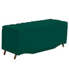 Recamier Calçadeira Baú Belize Casal King 195cm Veludo Verde - Montana