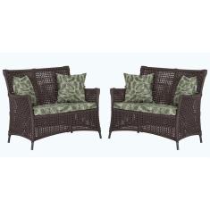 2 Sofás área Externa Igapó Alumínio Preta Corda Náutica E5 Marrom