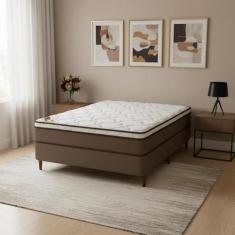 Cama Box + Colchão Castor Casal Innovation One Face Pocket 138x188x54c