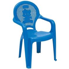 Cadeira Plastica Monobloco Com Bracos Infantil Estampada Catty Azul -